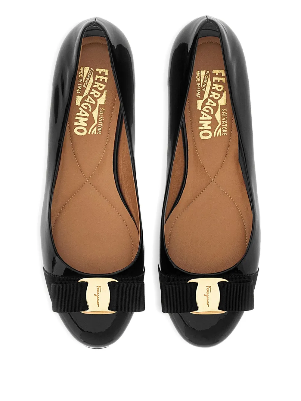 Ferragamo Varina patent ballet flats Black