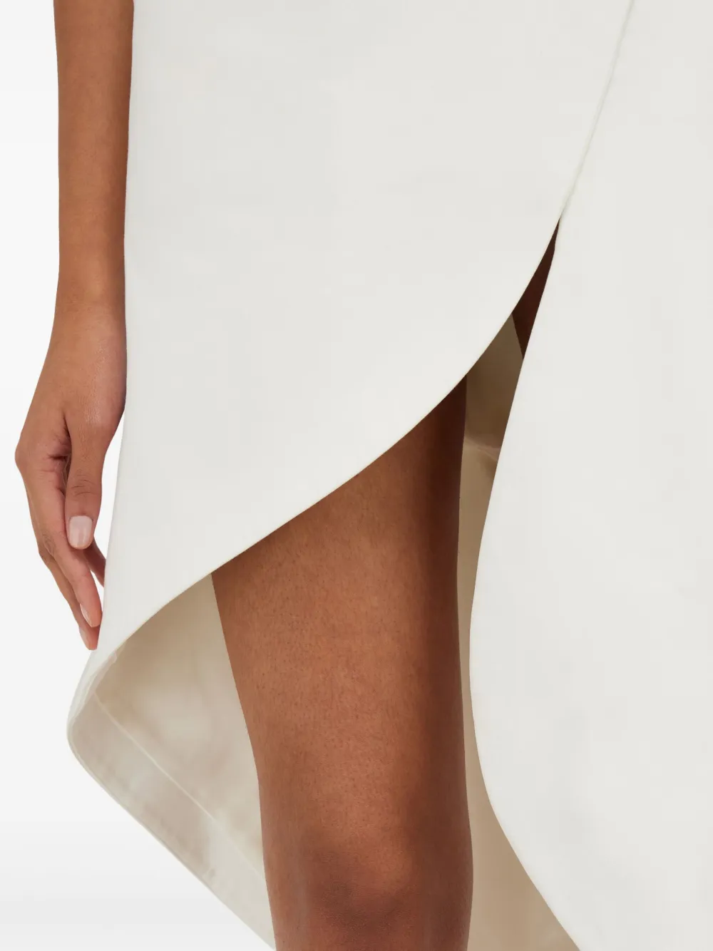 Shop Ferragamo Asymmetric Midi Dress In White