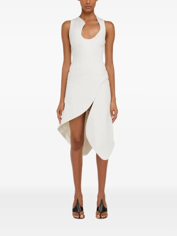 Ferragamo Asymmetric Midi Dress | White | FARFETCH CA