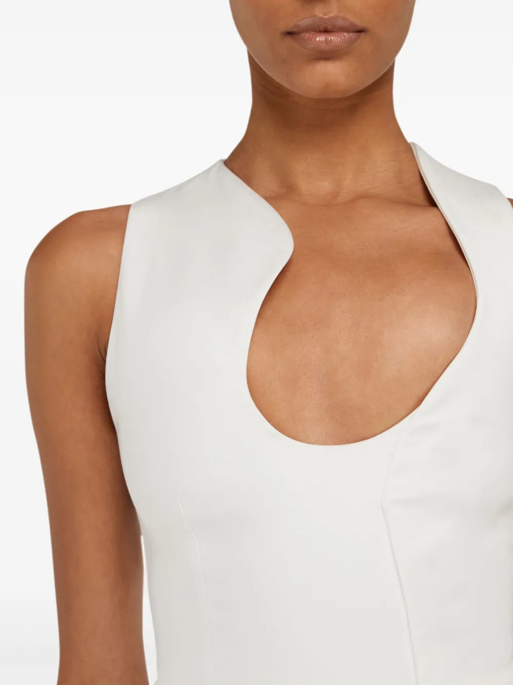 Shop Ferragamo Asymmetric Midi Dress In White