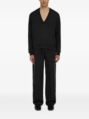 【送料&関税込】Ferragamo V-neck Sweater Ferragamo Jacquard Piano Print Sweater, Size Large 122232