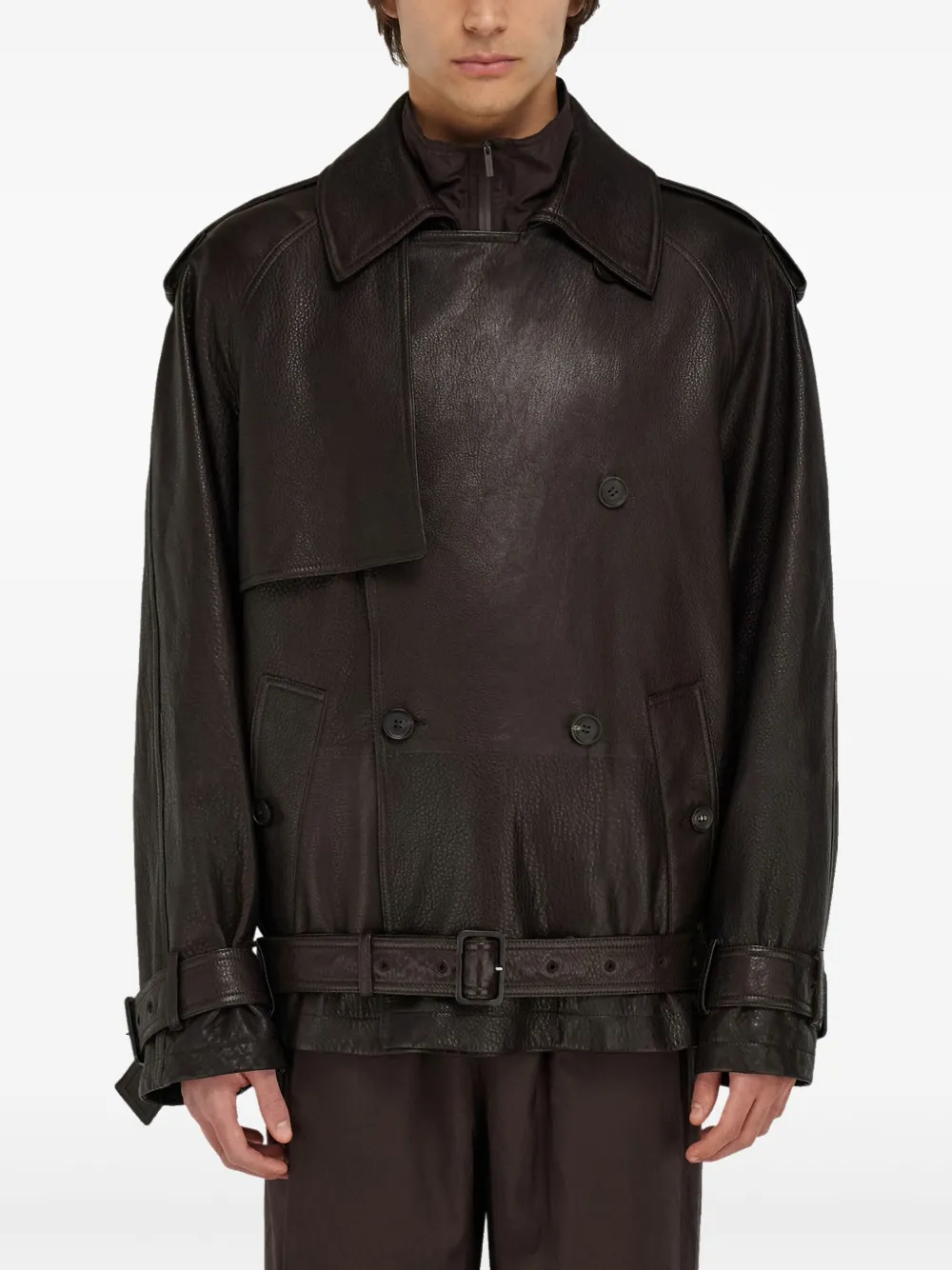 Ferragamo Leren jack Bruin