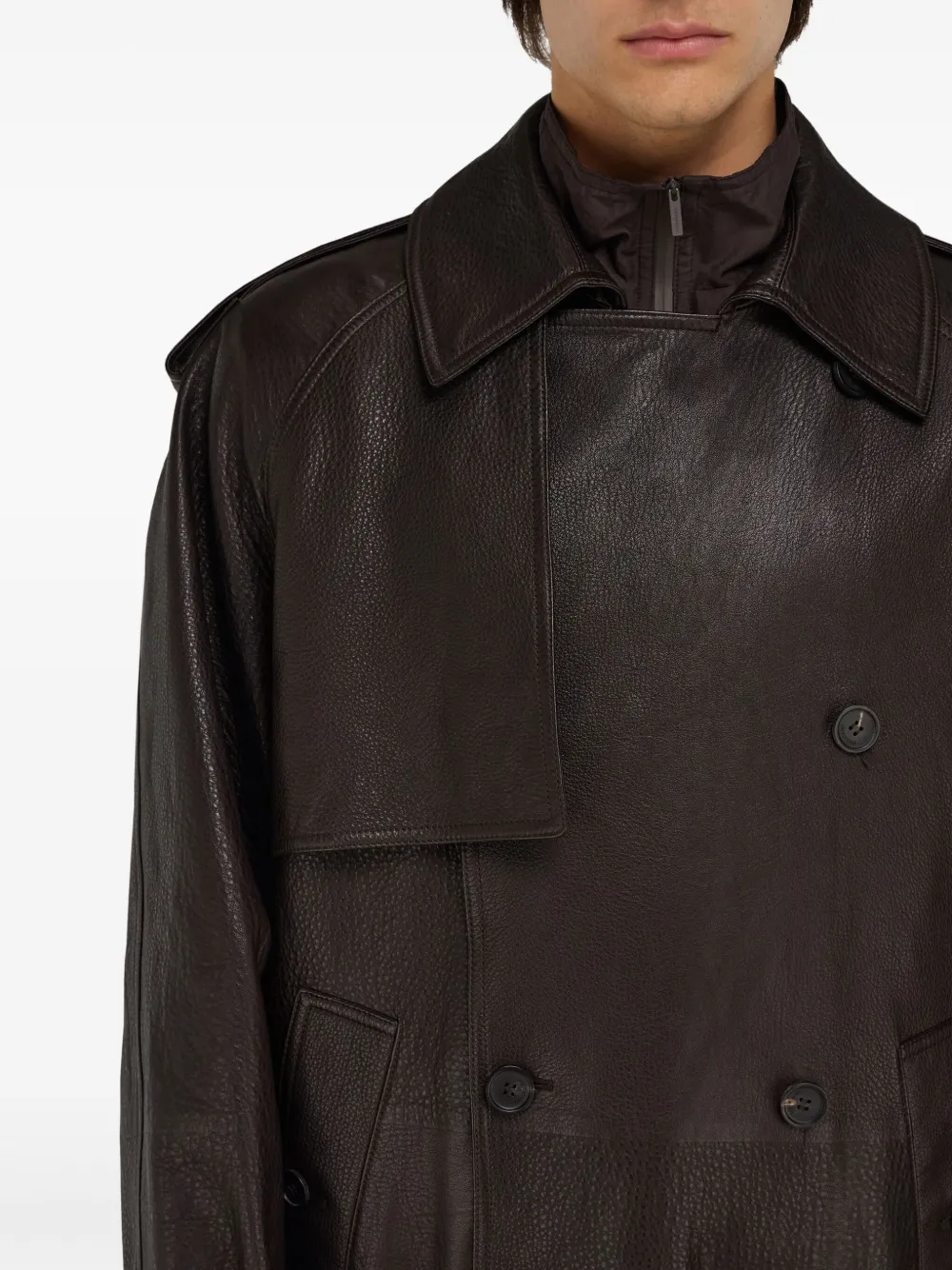 Ferragamo Leren jack Bruin