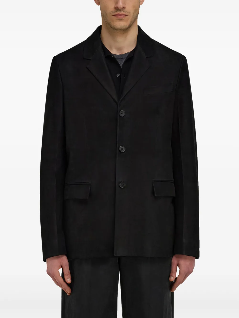 Ferragamo Leather Blazer In Black