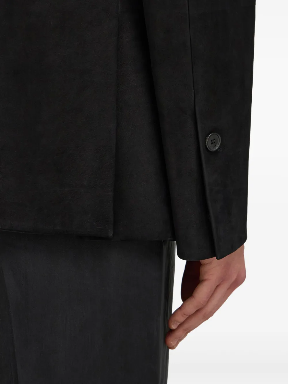 Ferragamo Leather Blazer In Black