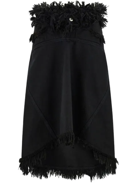 Ferragamo frayed denim midi skirt