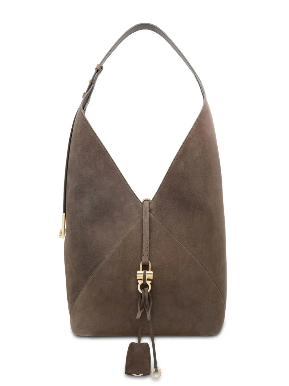 Shop Ferragamo Large Origami Shoulder Bag In Grey