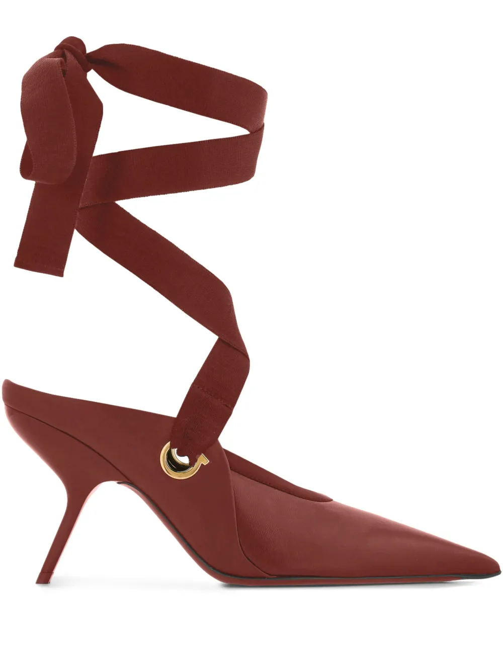 Ferragamo 85mm ribbon-detail pointed-toe mules Red