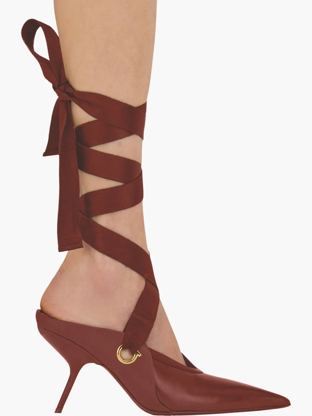 Ferragamo 85mm Ribbon-detail Pointed-toe Mules In Red