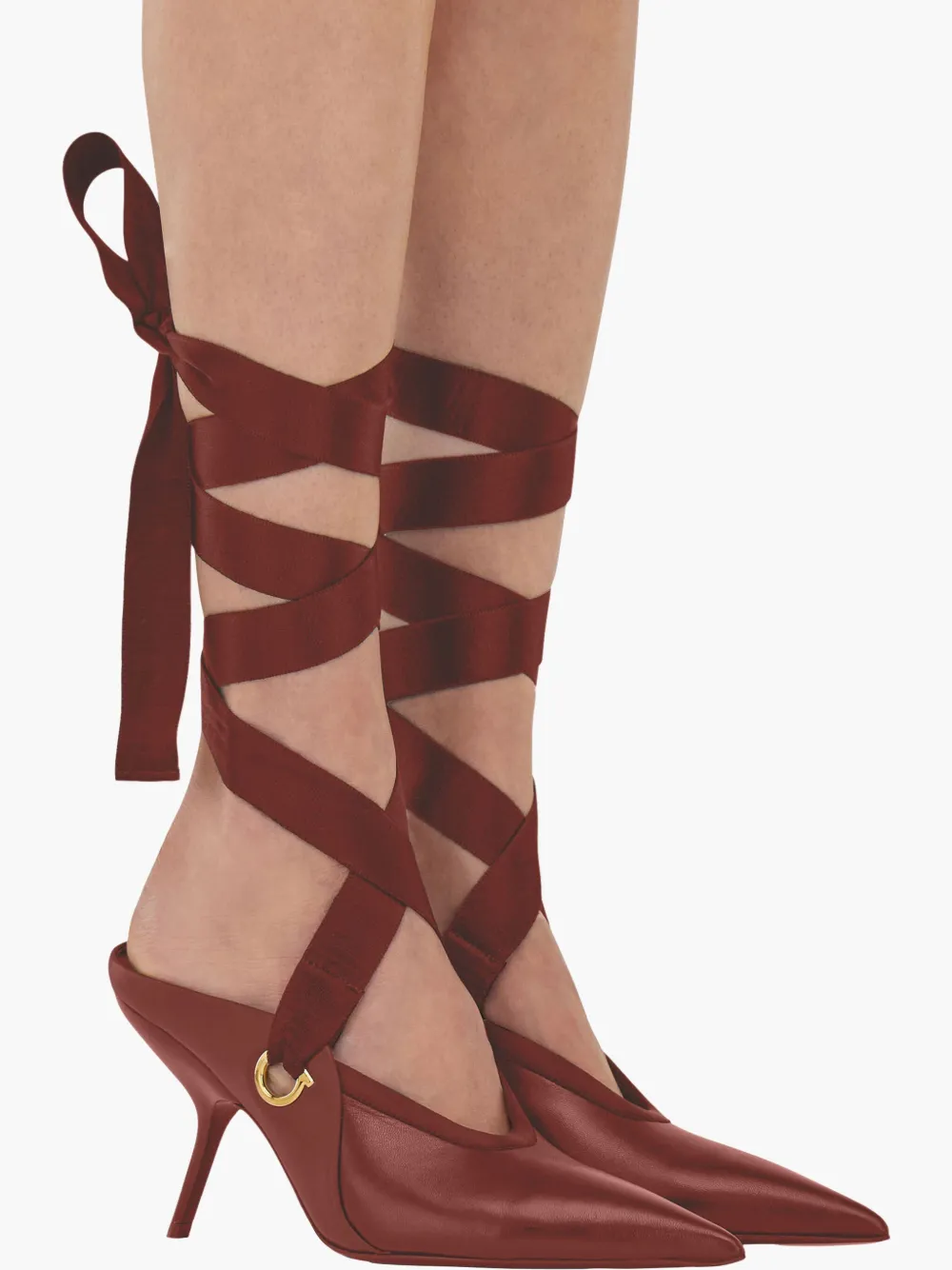 Ferragamo 85mm Ribbon-detail Pointed-toe Mules In Red