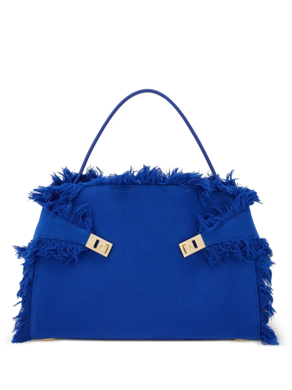 Ferragamo large Hug fringe-detail shoulder bag - Blu