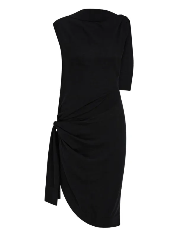 フェラガモ　ブラック ドレス Ferragamo Asymmetric Wrap Dress | Black | FARFETCH BH