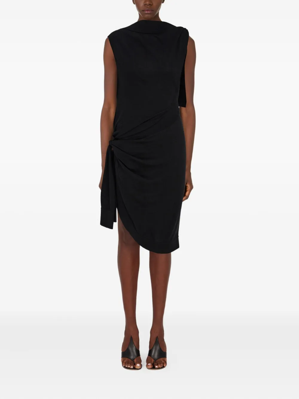 Ferragamo Asymmetrische wikkeljurk Zwart