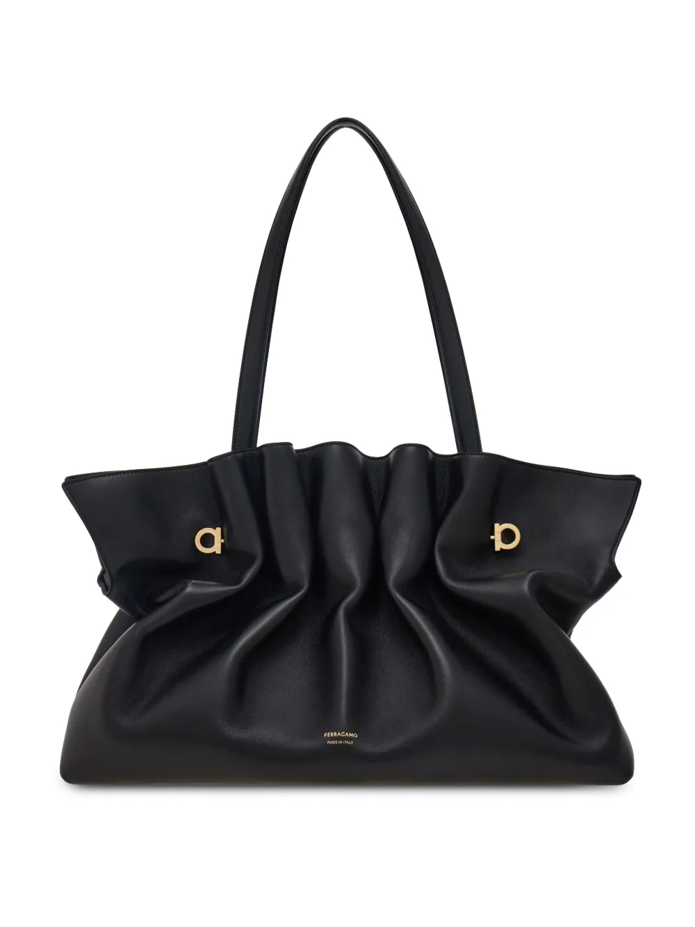 Shop Ferragamo Large Soft Shoulder Bag In Black