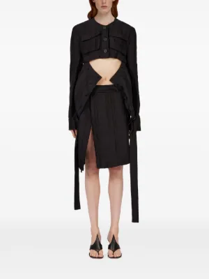 スカート FERRAGAMO ASYMMETRIC BLACK SKIRT WITH BASQUE Ferragamo Asymmetric black skirt with basque | VAZLUXE.COM