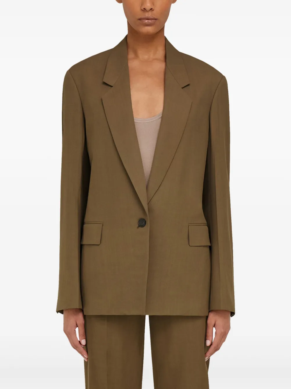 Ferragamo Blazer met enkele rij knopen Bruin