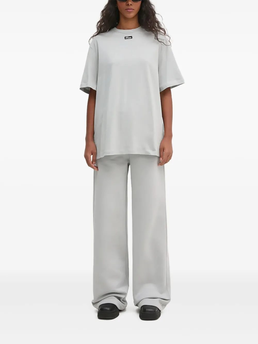 ROTATE BIRGER CHRISTENSEN logo-plaque wide-leg trousers | Grey | Image 1