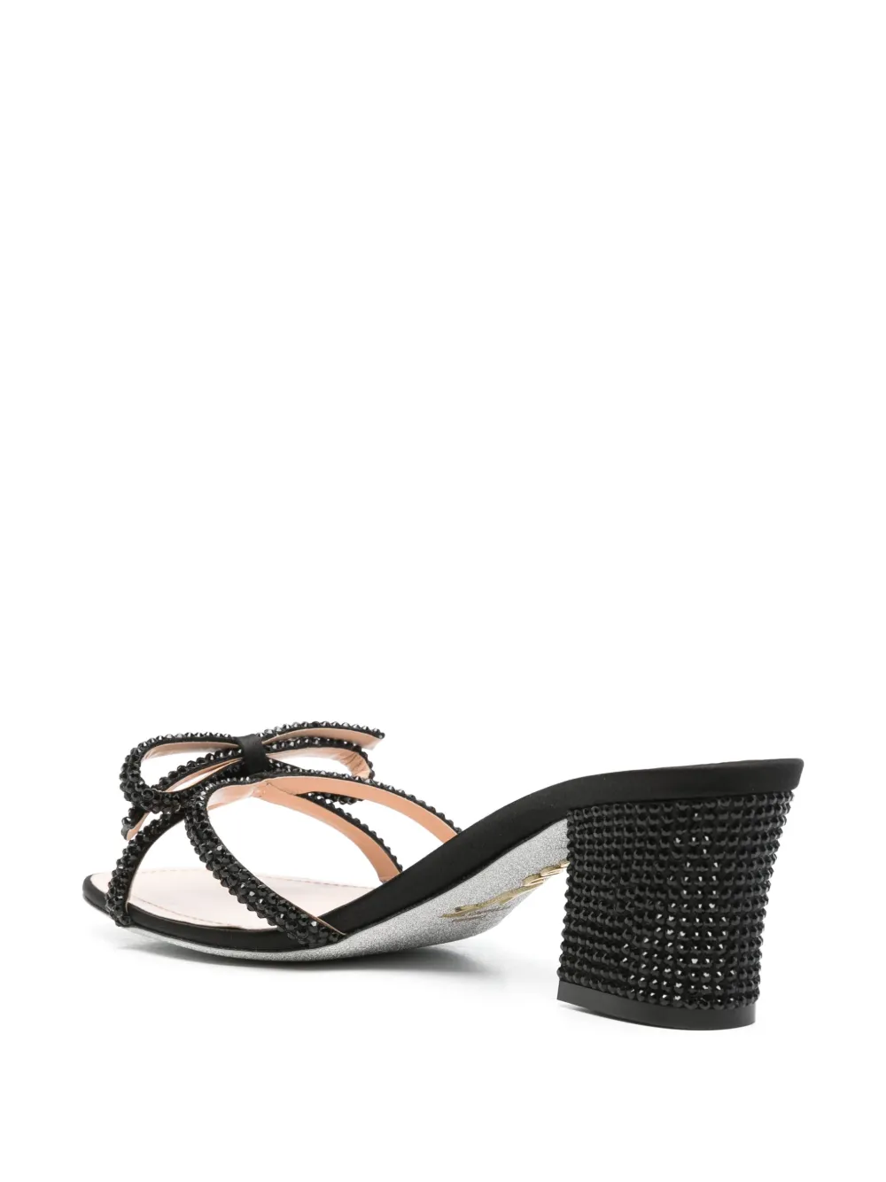 René Caovilla 50mm Ribbon Sandals In Black