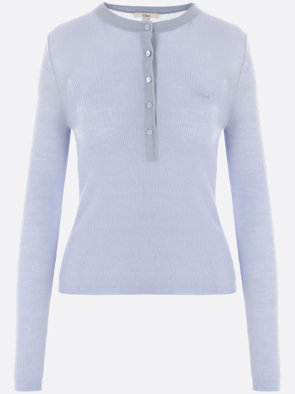 Chloé ribbed long-sleeves Henley T-shirt