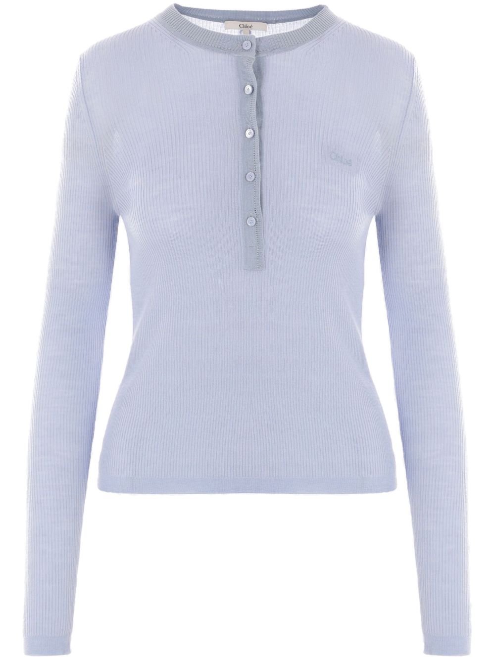 Chloé ribbed long-sleeves Henley T-shirt