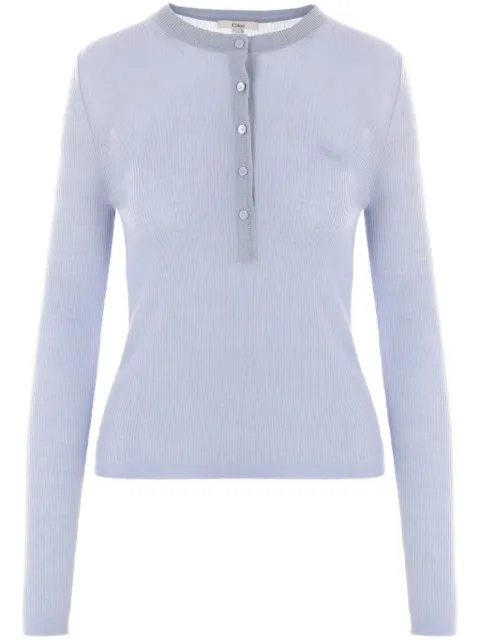Chloé ribbed long-sleeves Henley T-shirt