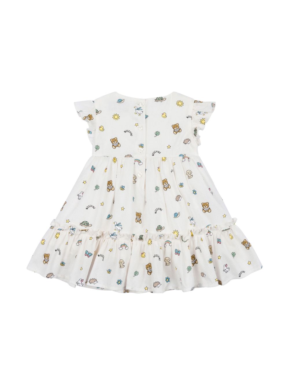 Moschino Kids Jurk met beerprint - Wit