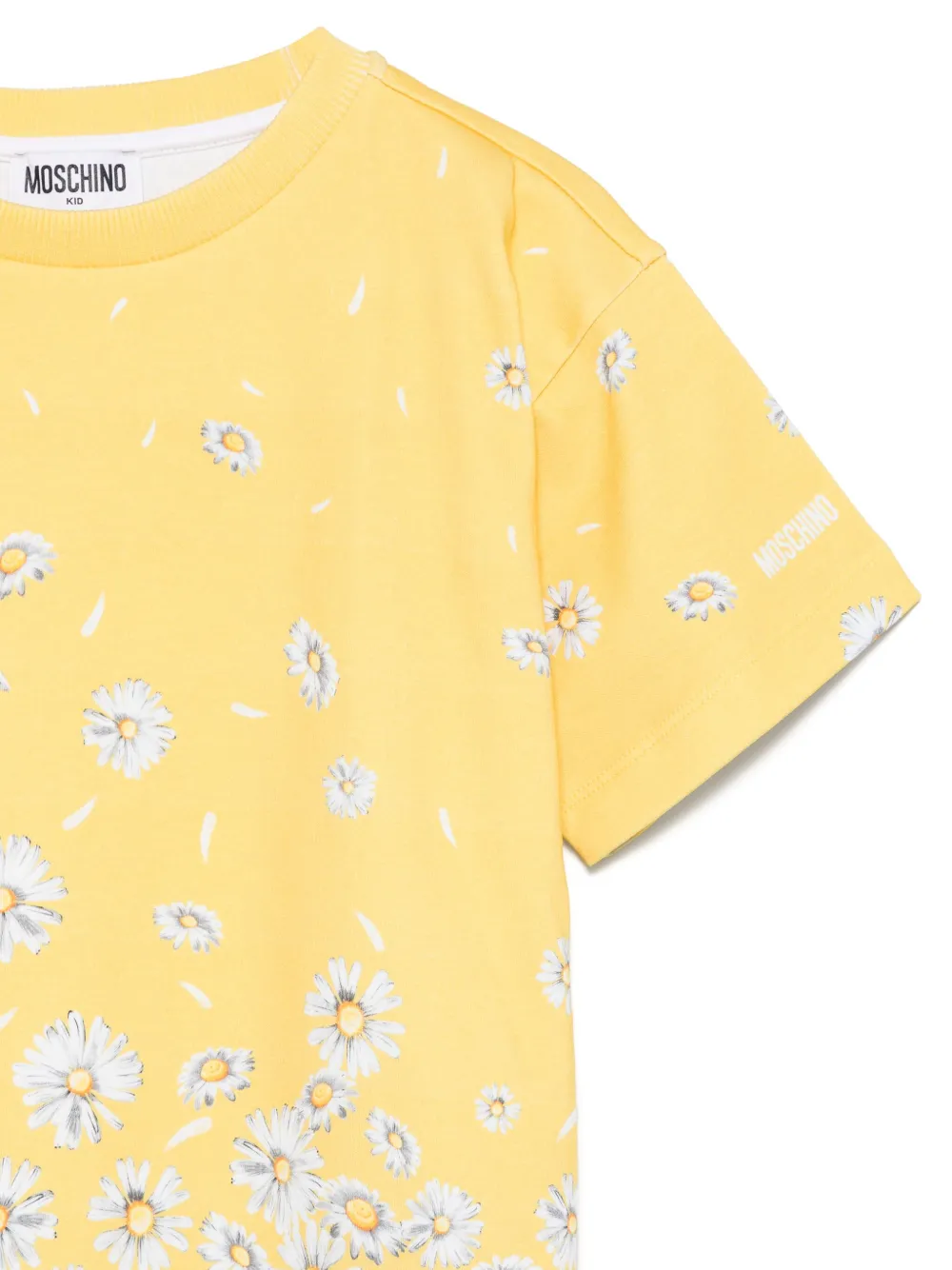 Moschino Kids Katoenen jurk met bloemenprint Geel