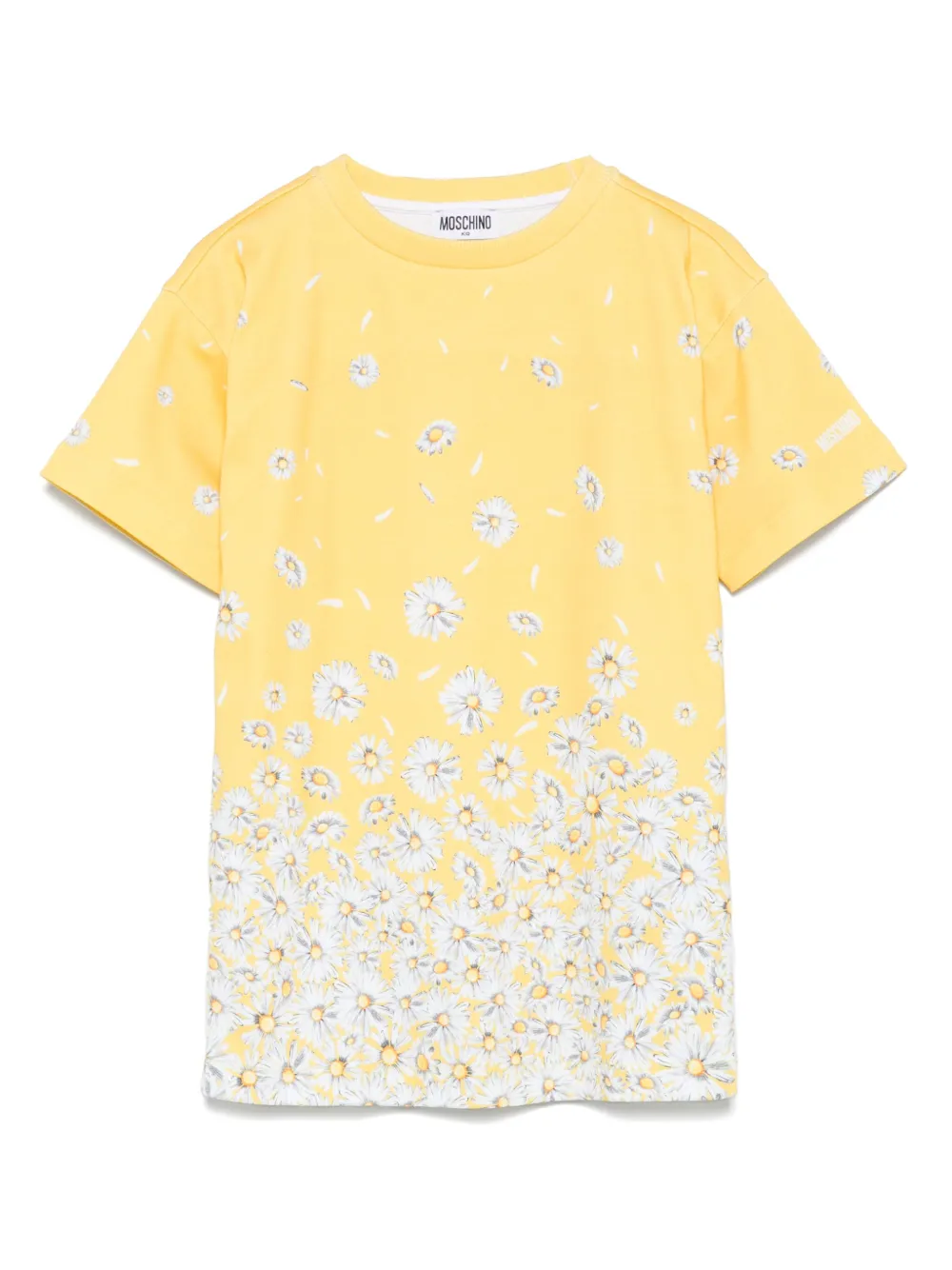 Moschino Kids Katoenen jurk met bloe print Geel