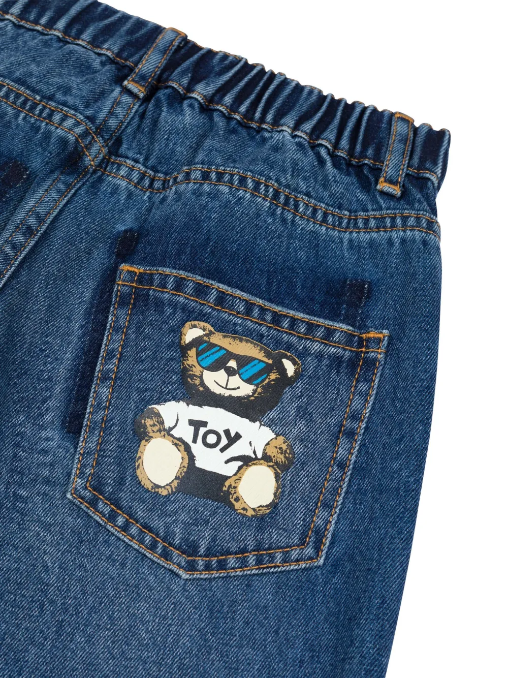 Moschino Kids Jeans met teddybeerprint Blauw