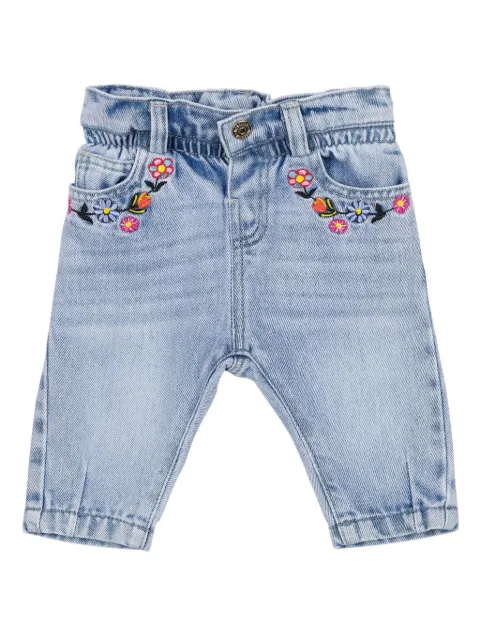 Moschino Kids floral-embroidered jeans