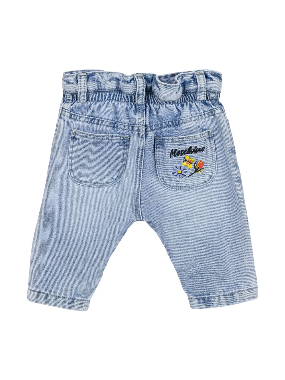 Moschino Kids Jeans met geborduurde bloemen - Blauw