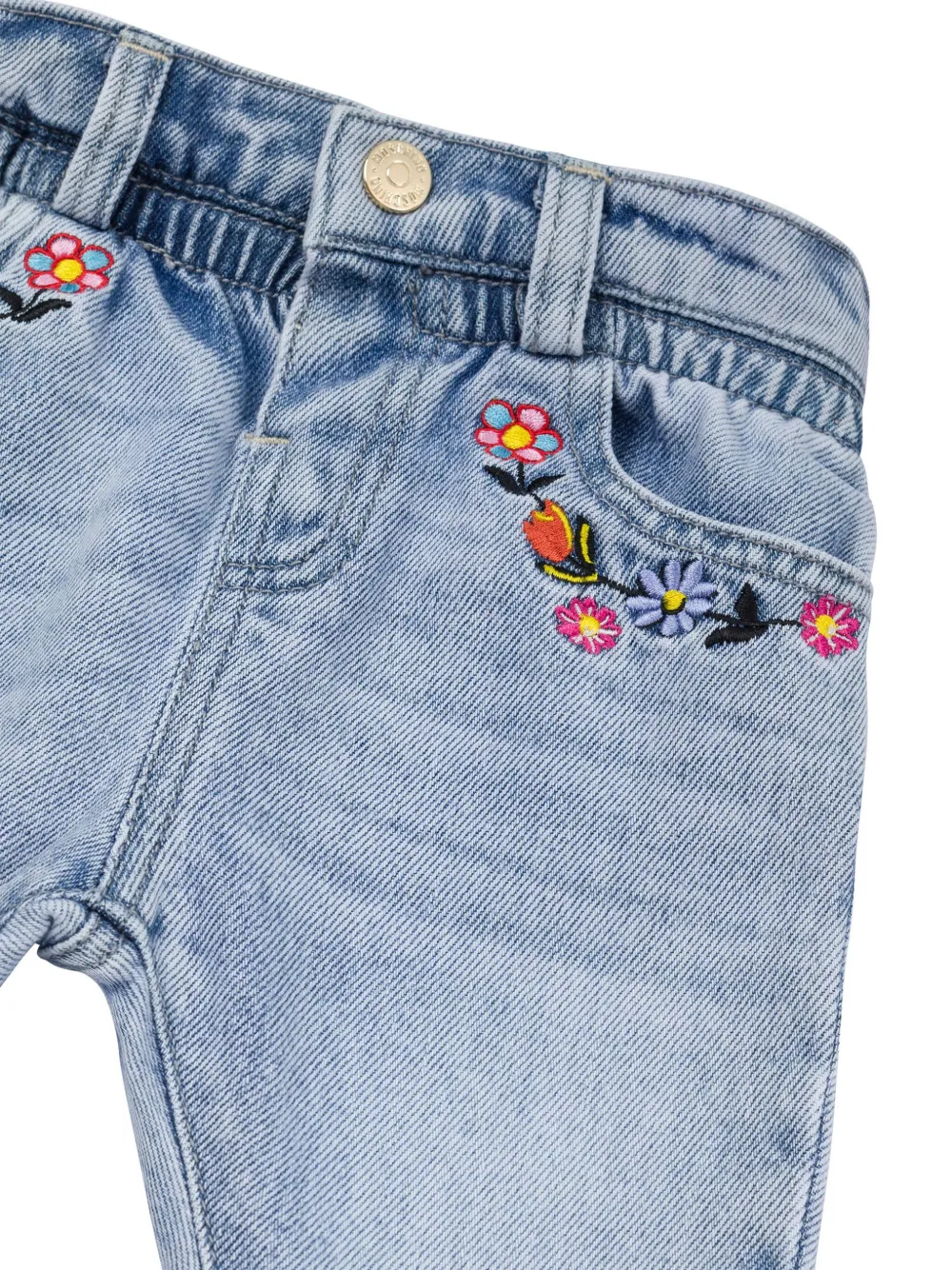 Moschino Kids Jeans met geborduurde bloemen Blauw