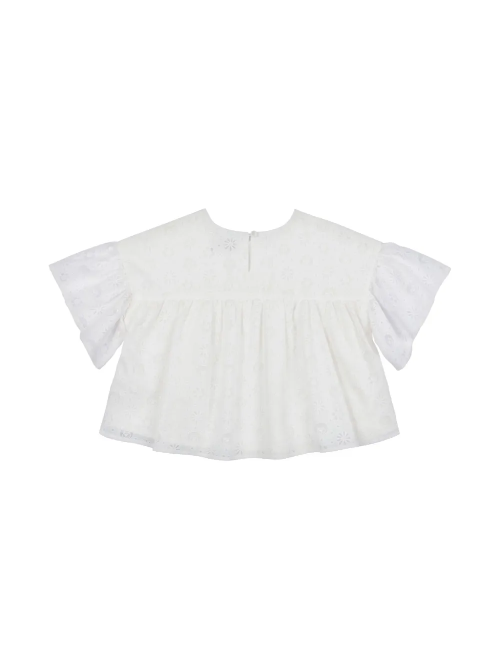 Moschino Kids Top met broderie anglaise afwerking - Wit