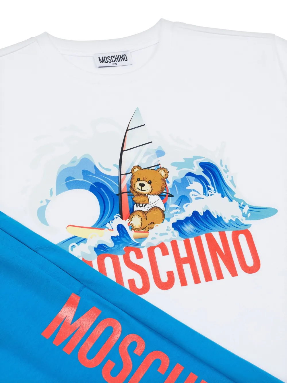 Moschino Kids Shorts met logoprint Blauw