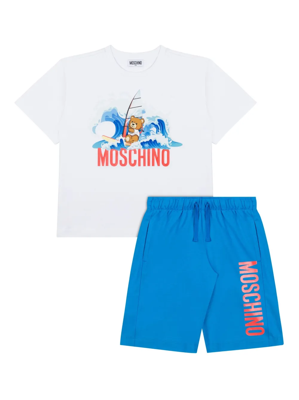 Moschino Kids Shorts met logoprint Blauw