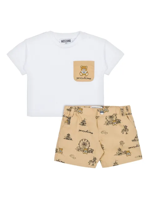 Moschino Kids conjunto corto con oso estampado