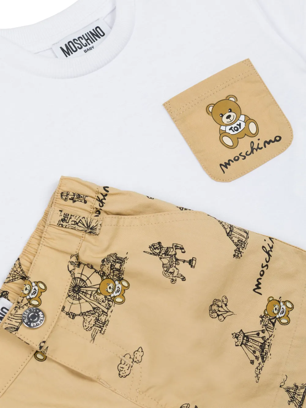 Moschino Kids Shorts met teddybeerprint Wit