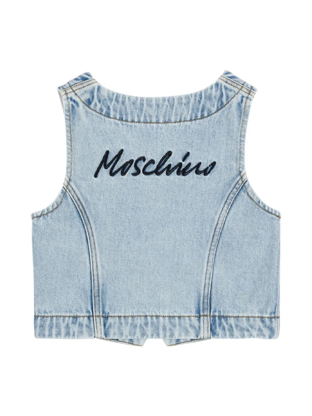 Moschino Kids Spijker gilet - Blauw