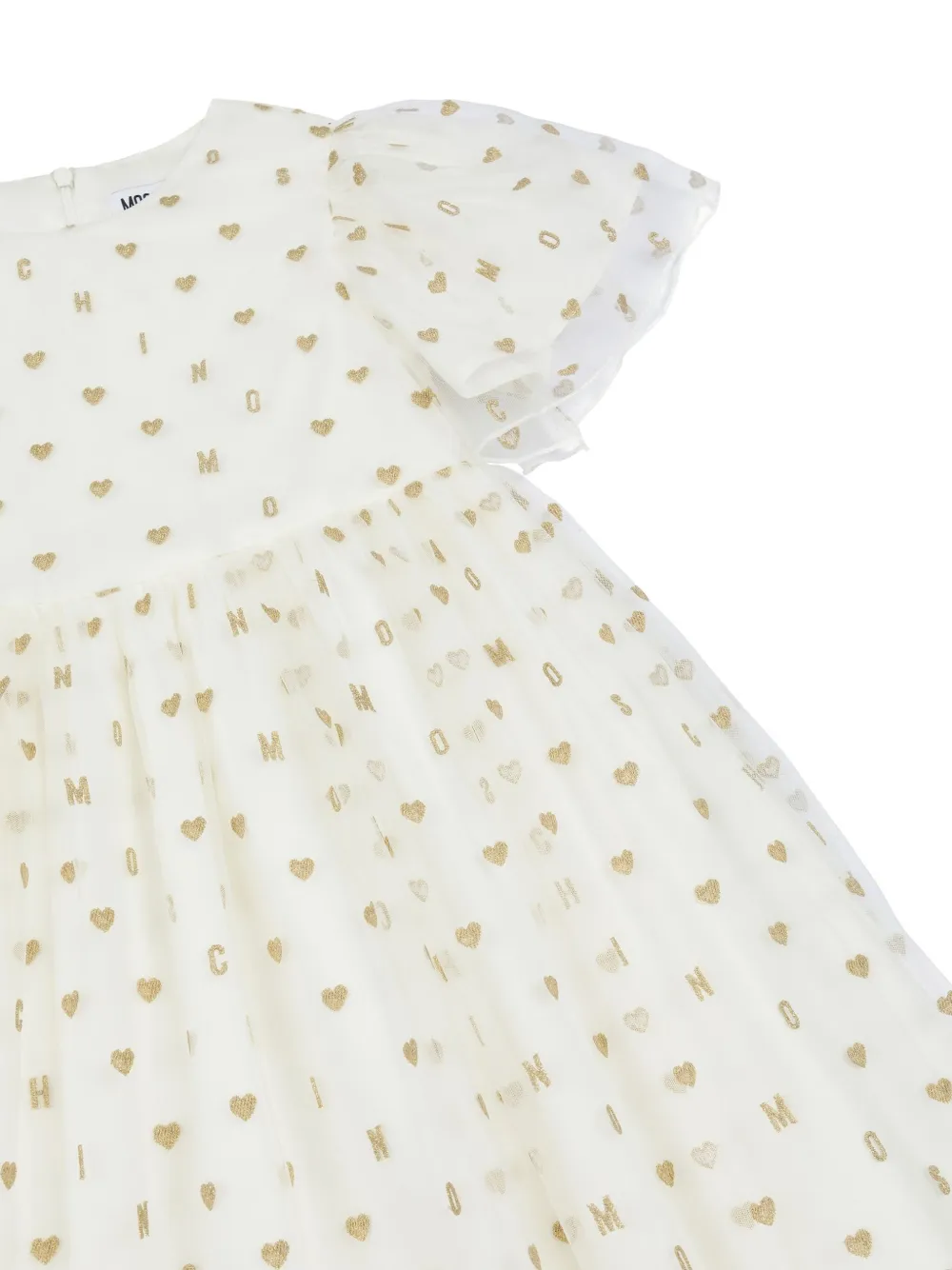 Moschino Kids Tulen jurk met lurex detail Wit