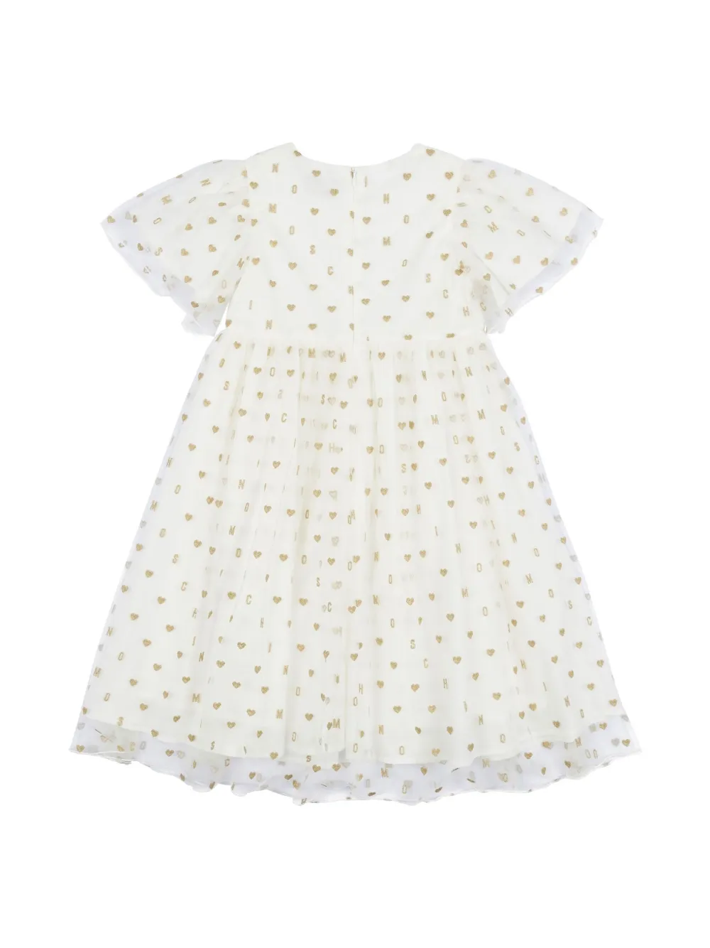 Moschino Kids Tulen jurk met lurex detail - Wit