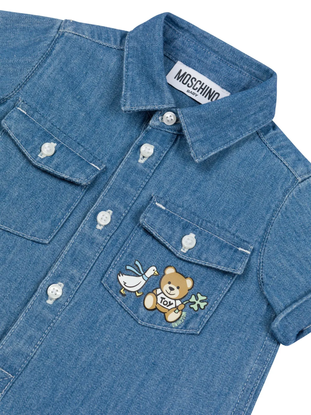Moschino Kids Romper van spijkerstof Blauw