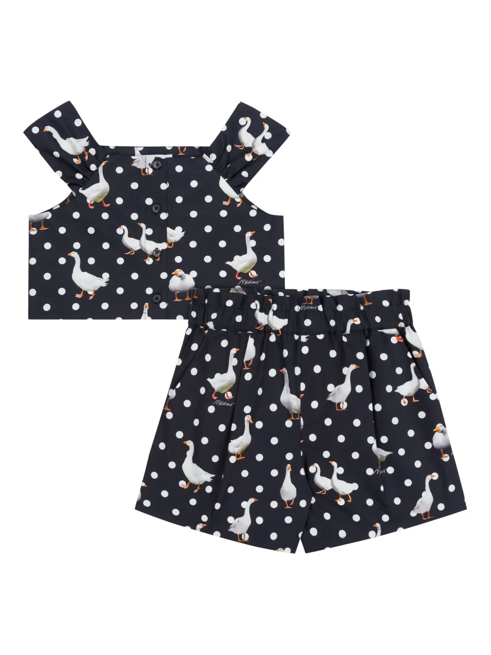 Moschino Kids Top en shorts met ganzenprint Zwart