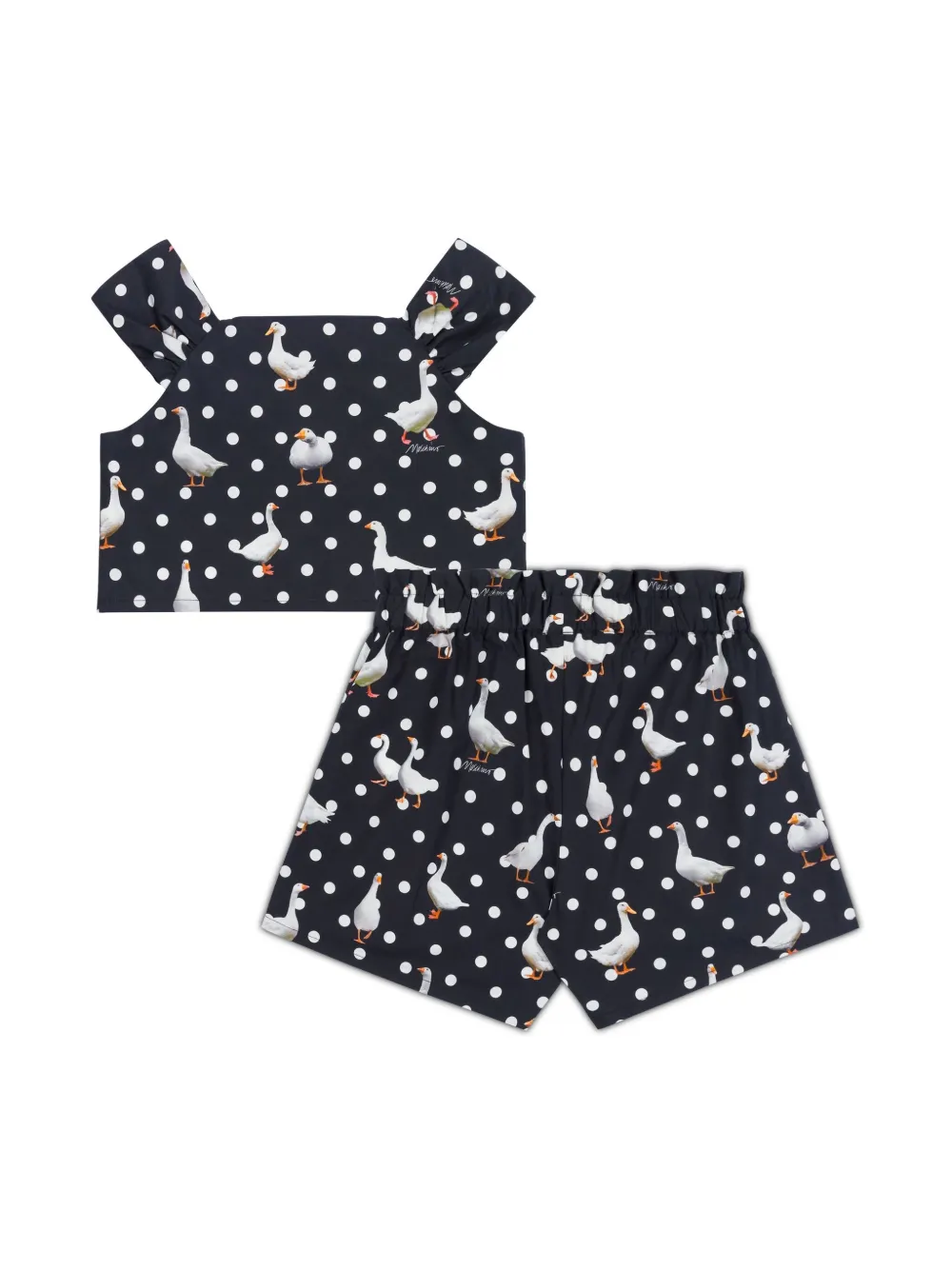 Moschino Kids Top en shorts met ganzenprint - Zwart