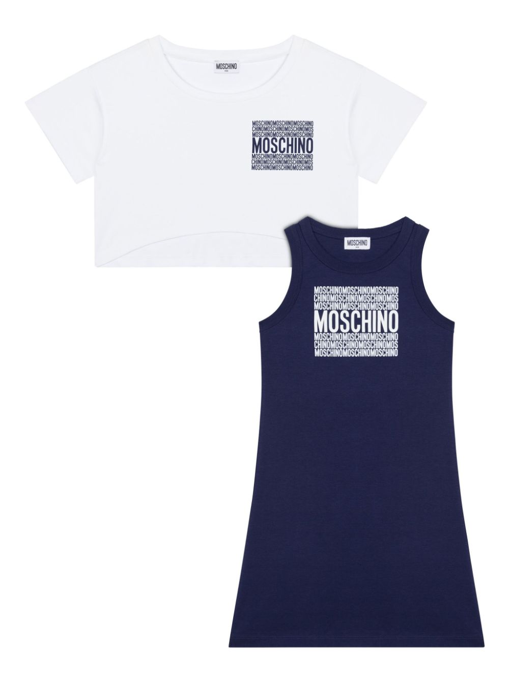 Moschino Kids cropped T-shirt & tank set Blauw