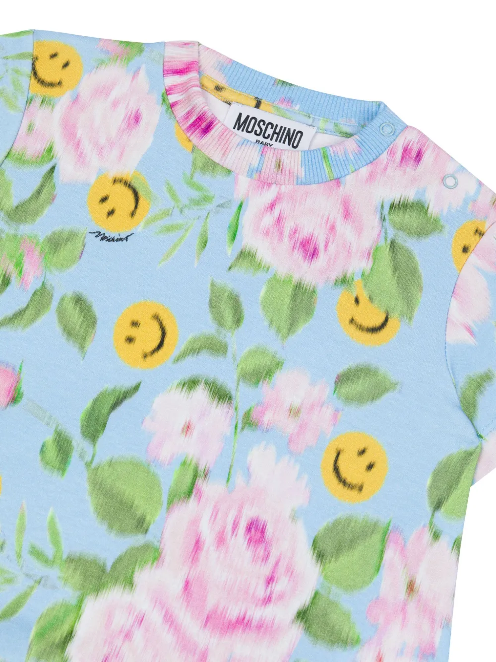 Moschino Kids Jurk met smile-face print Blauw