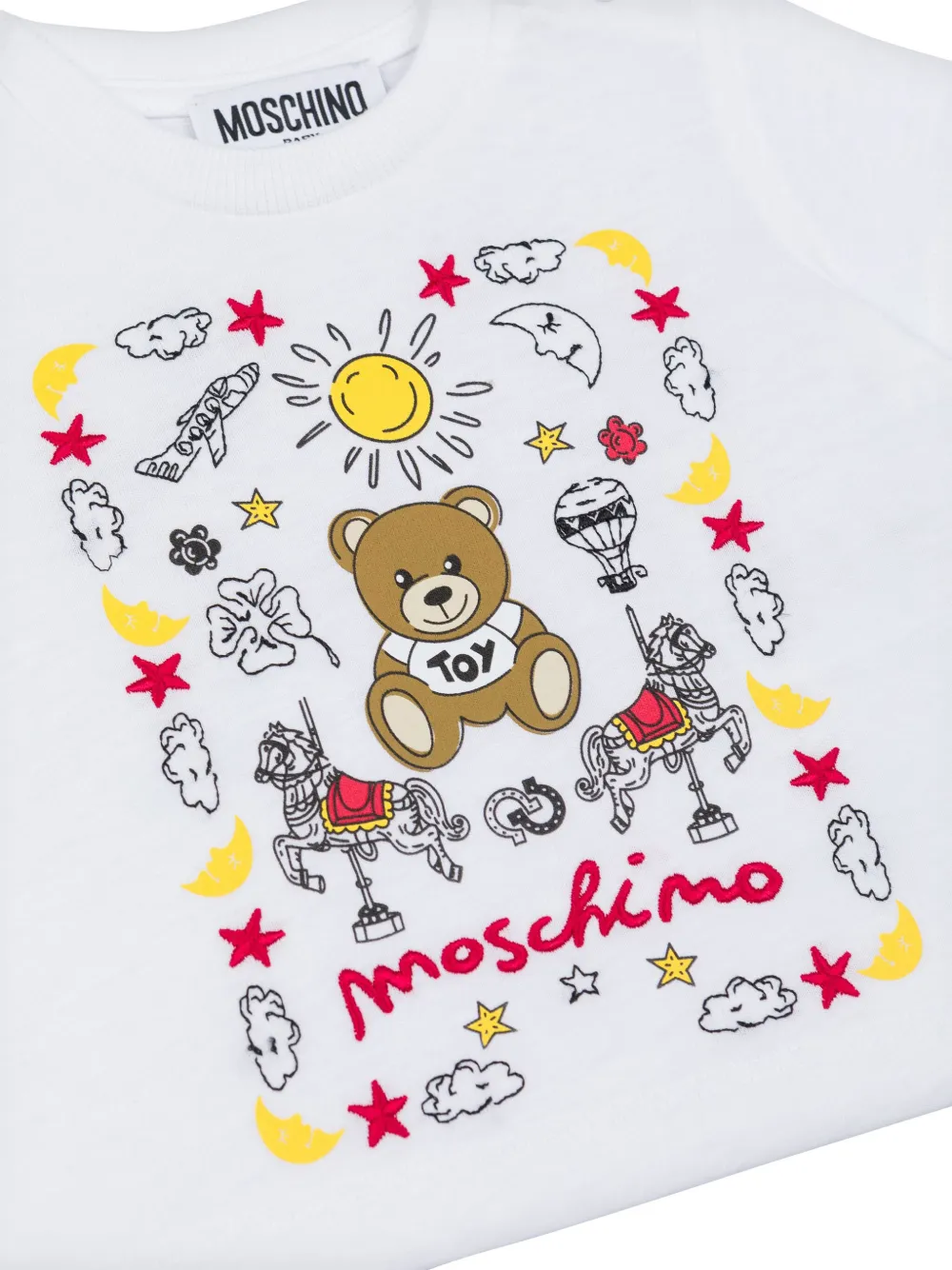 Moschino Kids T-shirt met borduurwerk Wit