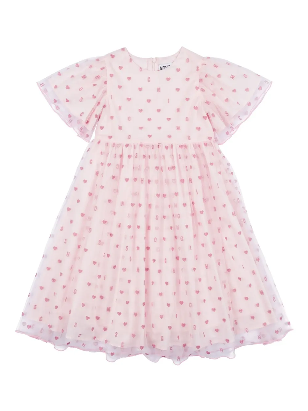 Moschino Kids Tulen jurk met lurex detail Roze