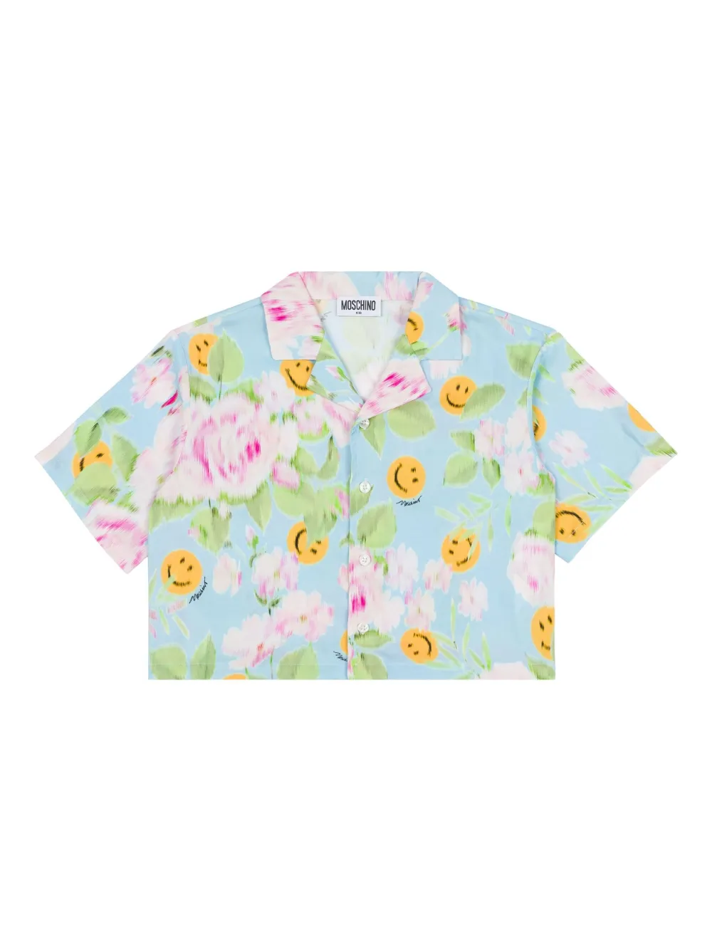 Moschino Kids Shirt met bloe print Blauw