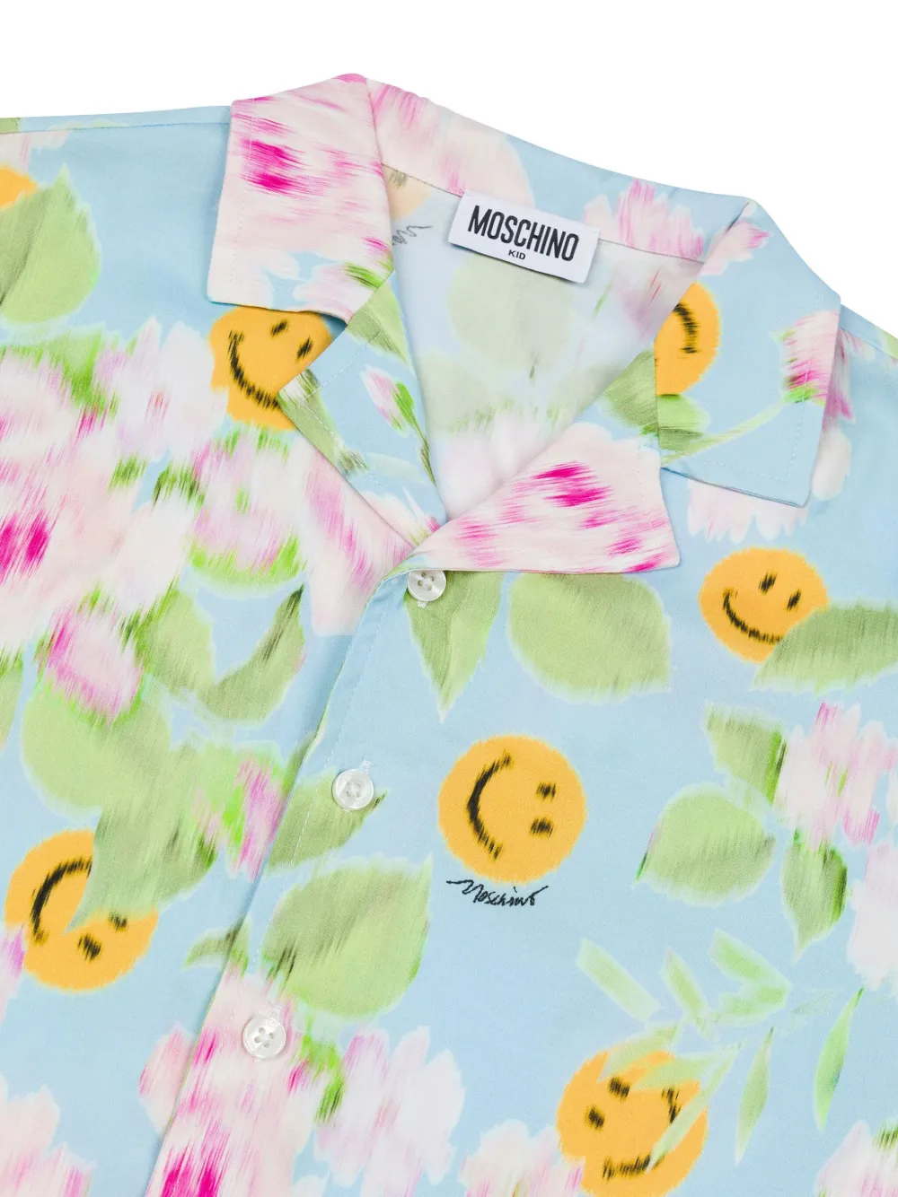 Moschino Kids Shirt met bloemenprint Blauw