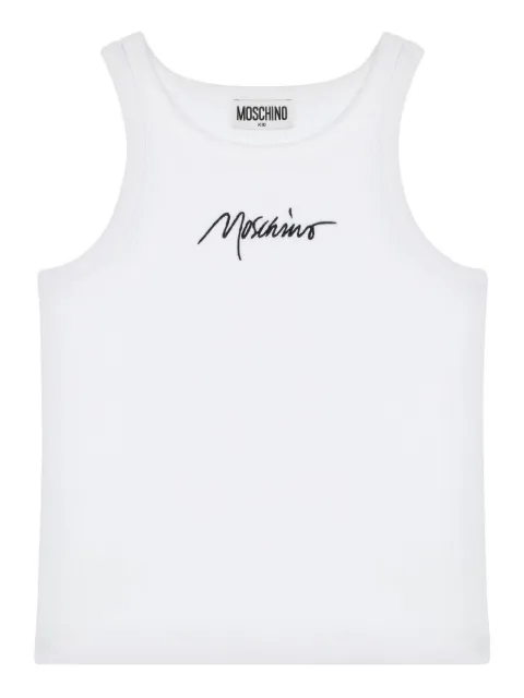 Moschino Kids logo-embroidered tank top